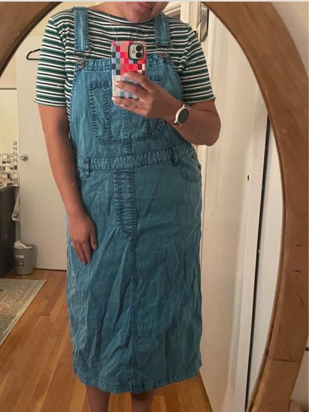 BDG Blue Denim Overall Dress with Front Bib Pocket